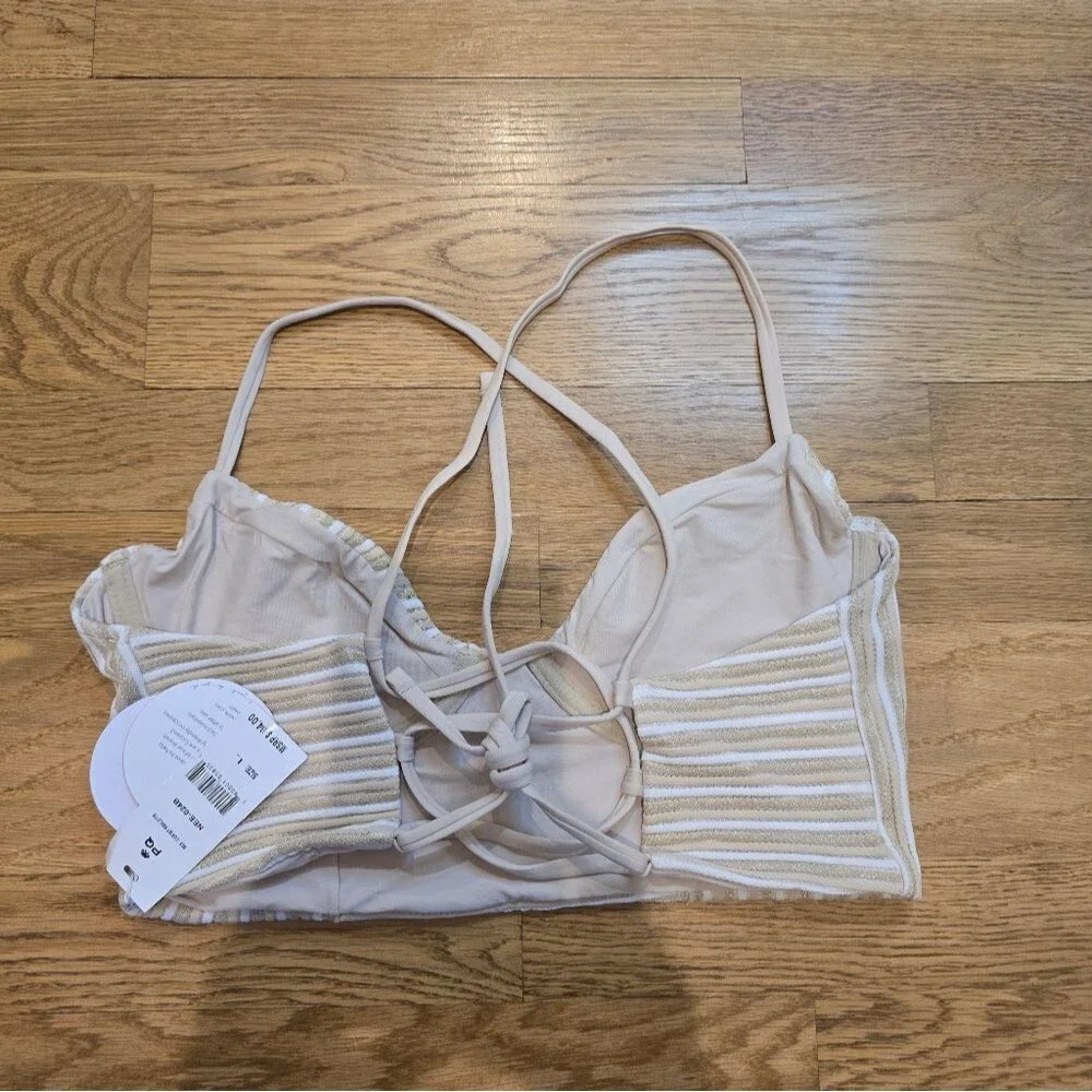 PQ Anthropologie New Earth Corset Bralette Bikini Top Sz Large
